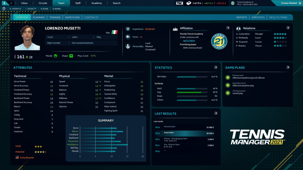 Tennis Manager 2021 (PC) – Steam Key – EU – Galeriebild 1