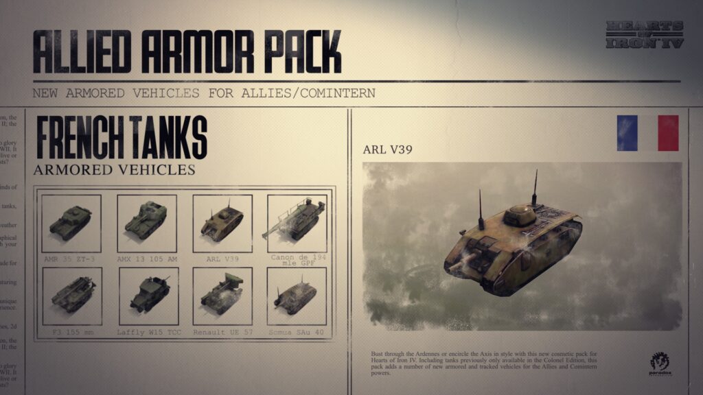 Hearts of Iron IV Allied Armor Pack (PC) – Steam Key – ROW – Galeriebild 1